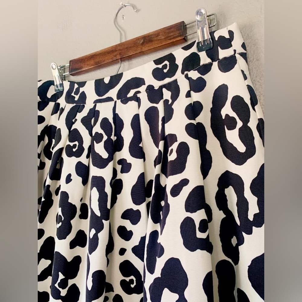 Talbots Black and White Leopard Print Midi Skirt - Picture 3 of 7